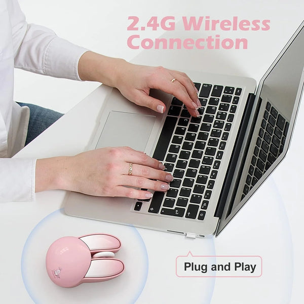 Pink Bunny Ears -  Wireless Mouse