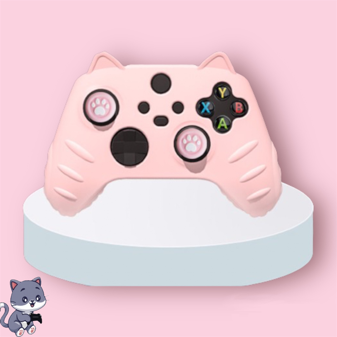 Pink Xbox Series X/S Controller Silicone Cover 🌸 Cute Cat Design