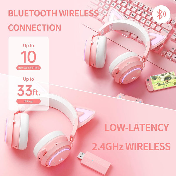 GS510 Cat Ears Headset - RGB Wireless 7.0 Sound