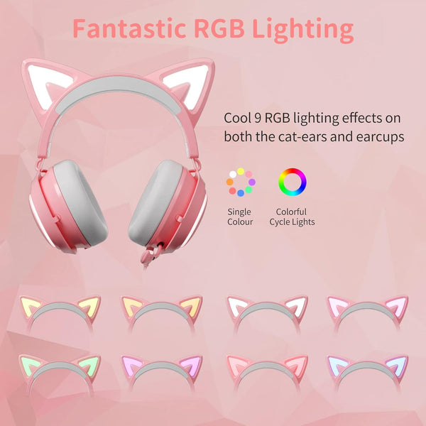 GS510 Cat Ears Headset - RGB Wireless 7.0 Sound