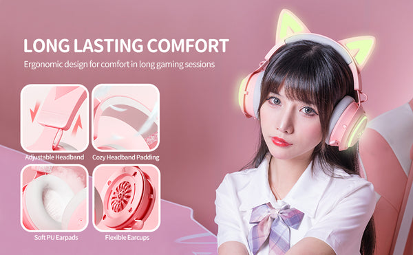 GS510 Cat Ears Headset - RGB Wireless 7.0 Sound