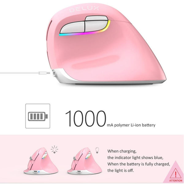 Ergonomic Wireless Mouse - Delux M618 Mini