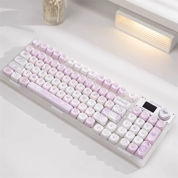 Tea Time with Cats – Purple & Pink Keycap Set (132 Keys) MOA Height
