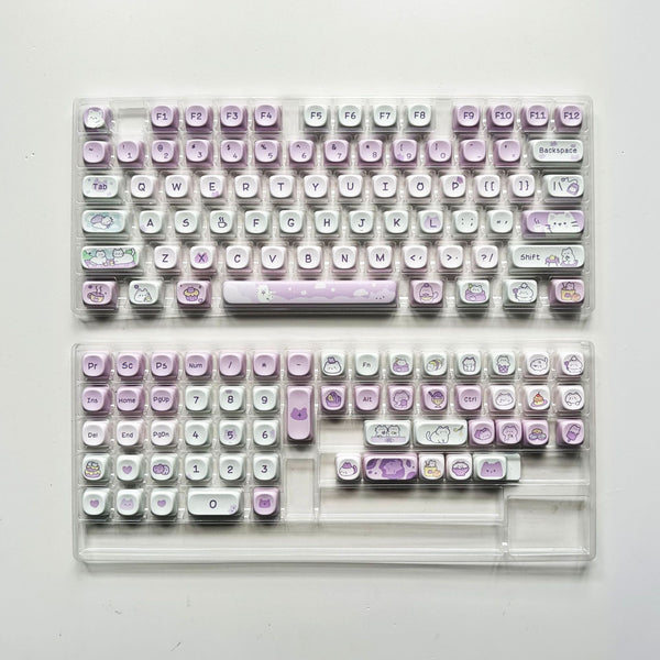 Tea Time with Cats – Purple & Pink Keycap Set (132 Keys) MOA Height