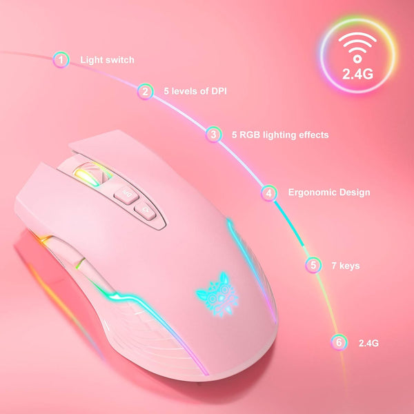 CW905 - Pink Wireless Gaming Mouse