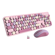 Cargar imagen en el visor de la galería, Mysterio CK280 💘 Rosa/ Violeta Teclado Inalámbrico y Ratón Set 2.4G | Pink Gaming
