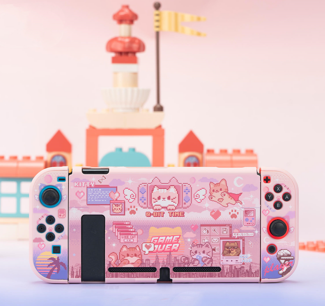 Nintendo Switch and Oled Protective Case - Pink Pixel Kitty