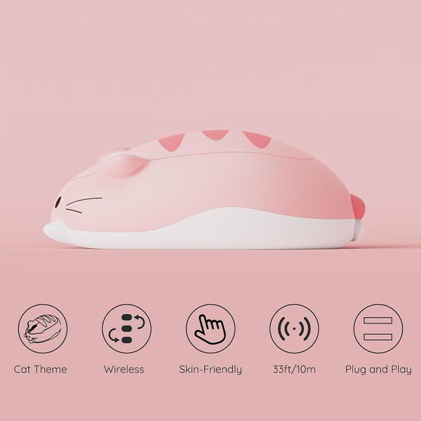 Pink Angie Cat – Kawaii Ergonomic Design Wireless Mouse