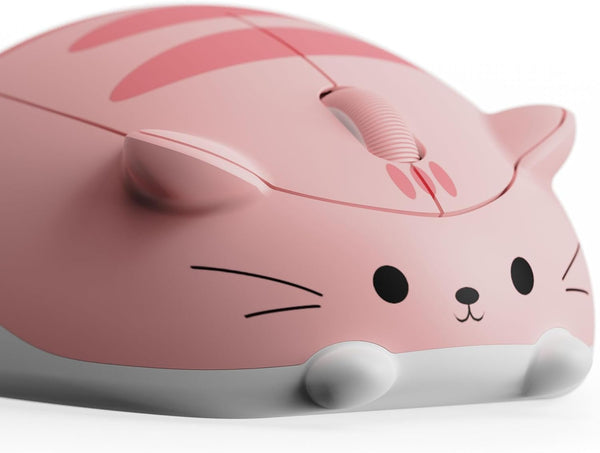 Pink Angie Cat – Kawaii Ergonomic Design Wireless Mouse