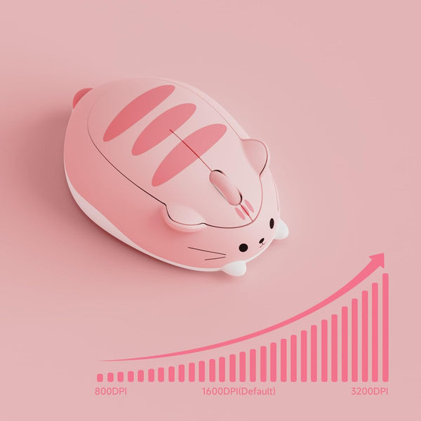 Pink Angie Cat – Kawaii Ergonomic Design Wireless Mouse