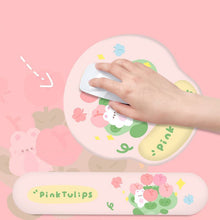 Load image into Gallery viewer, Tulip Bunny and Cute Cat Mouse Pad and Wrist Rest
