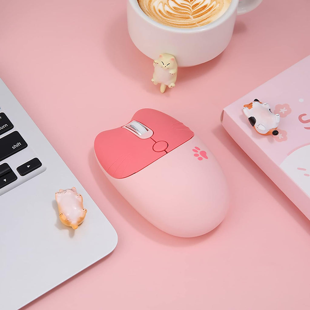 Pink Wire Mouse Design Pink Mouse Cat Design ๐พ USB Wireless 2.4GHz| Pink Gaming