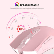 Cargar imagen en el visor de la galería, Pink Ray AJ52 PRO - Ratón para juegos RGB con tres modos Bluetooth/inalámbrico/cable de 8 teclas
