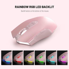 Cargar imagen en el visor de la galería, Pink Ray AJ52 PRO - Ratón para juegos RGB con tres modos Bluetooth/inalámbrico/cable de 8 teclas
