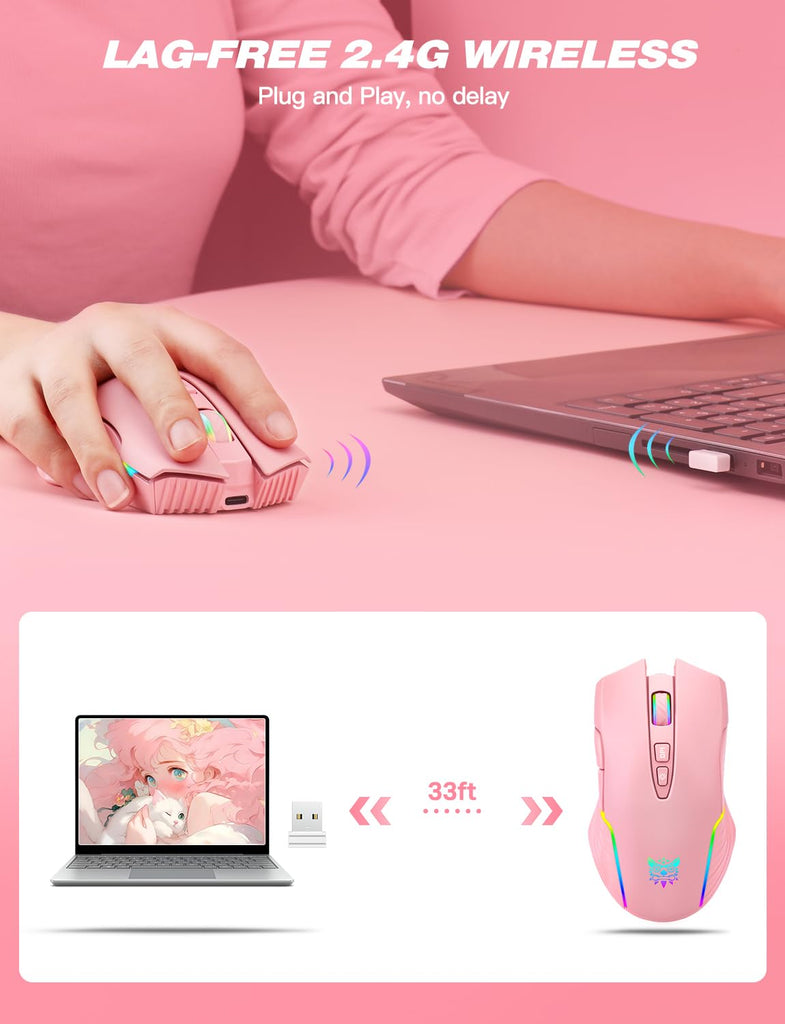 Pink Magic Mouse Pink Gaming Mouse - Keeping Gaming Cute 💖 Wireless Mouse | Pink Gaming