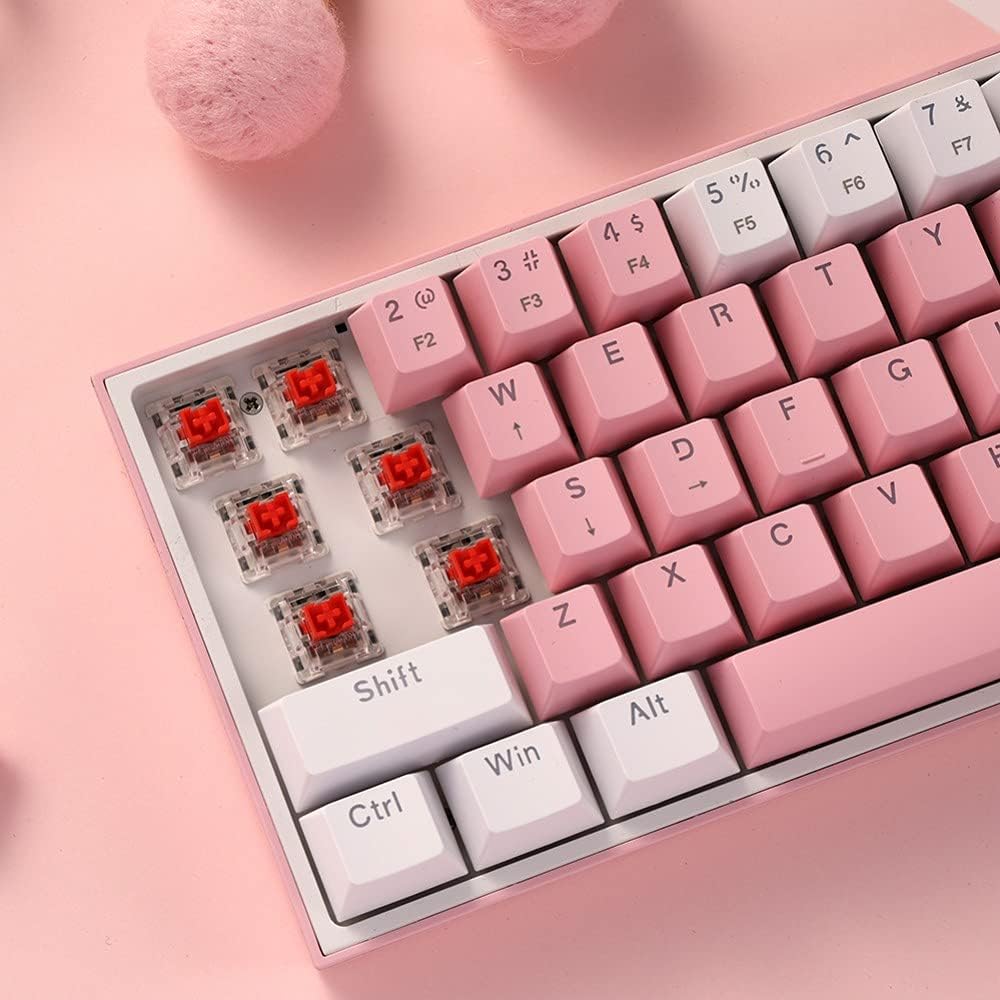Pink Keyboard Led K617 RGB Light Pink & White Wired Mechanical Keyboard 💘 Pink Gaming