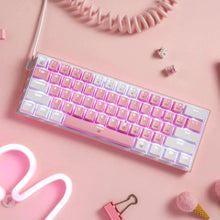 Cargar imagen en el visor de la galería, K617 60 Teclado Mecánico Con Cable Rosa y Blanco
