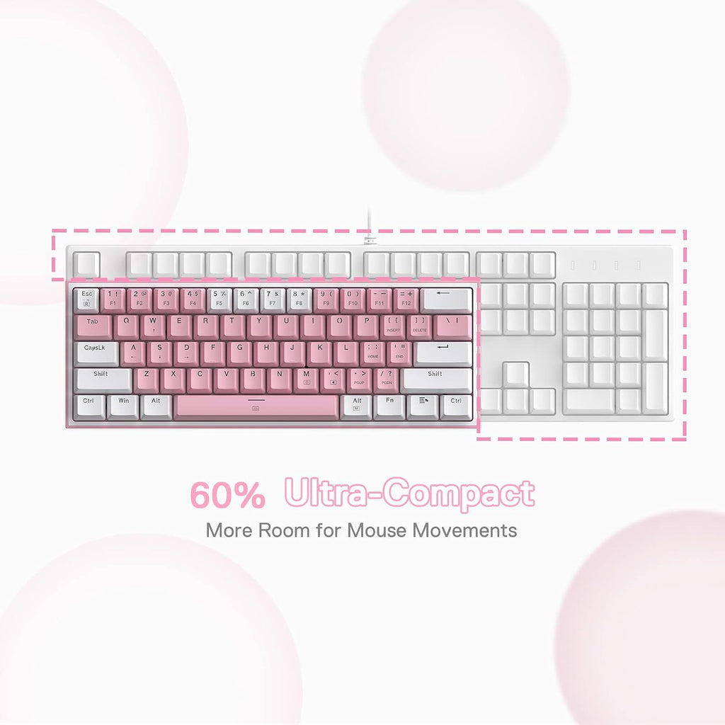 Pink Rgb Color Keyboard K617 RGB Light Pink & White Wired Mechanical Keyboard 💘 Pink Gaming