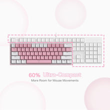 Cargar imagen en el visor de la galería, K617 60 Teclado Mecánico Con Cable Rosa y Blanco
