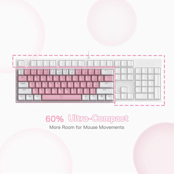 K617 RGB Light Dual Keycap Pink - White Wired Mechanical Keyboard