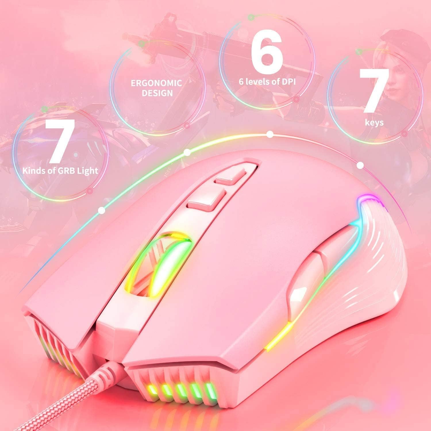 Pink RGB Gaming Mouse โก RGB Gaming Mouse | Pink Gaming