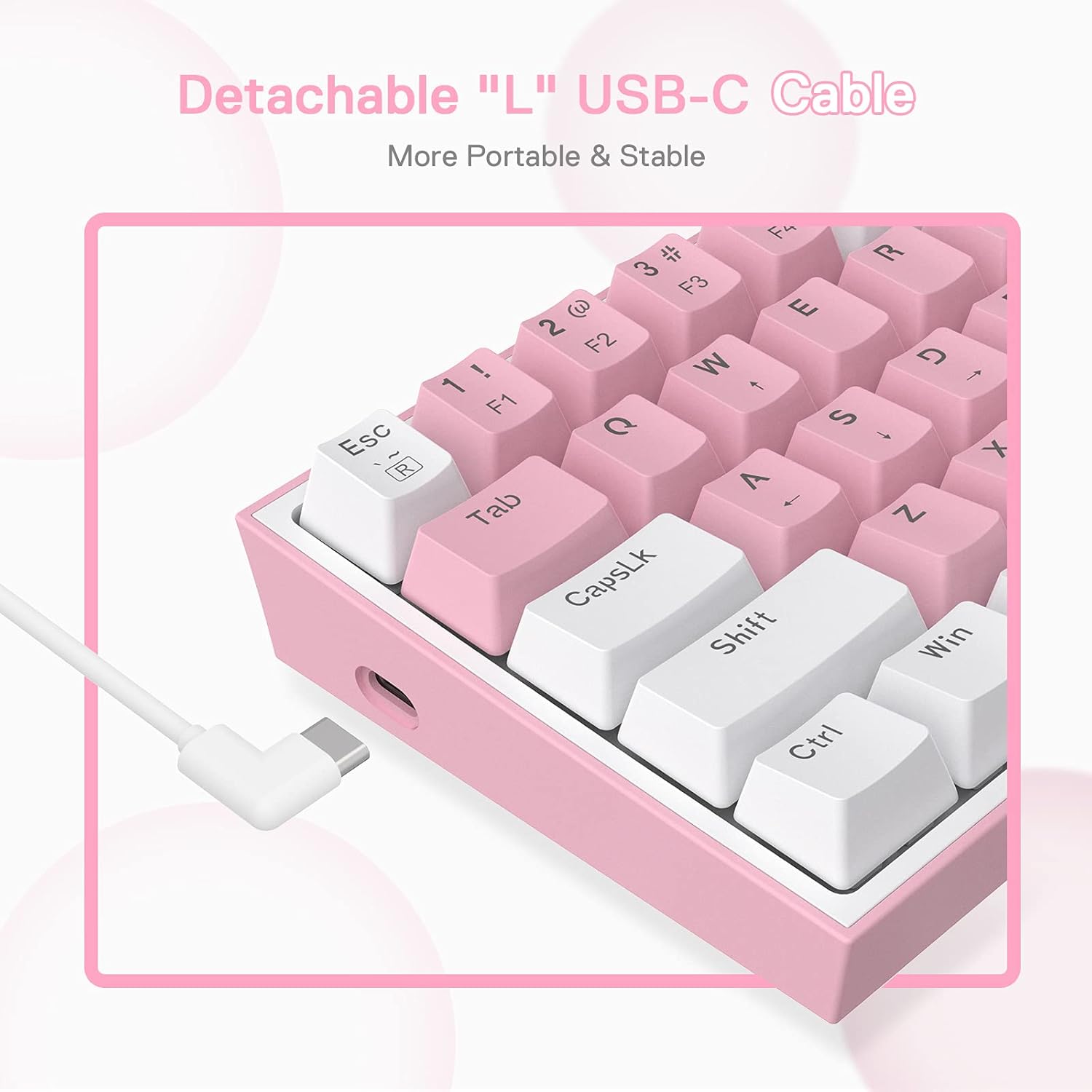 K617 RGB Light Pink & White Wired Mechanical Keyboard 💘 Pink Gaming