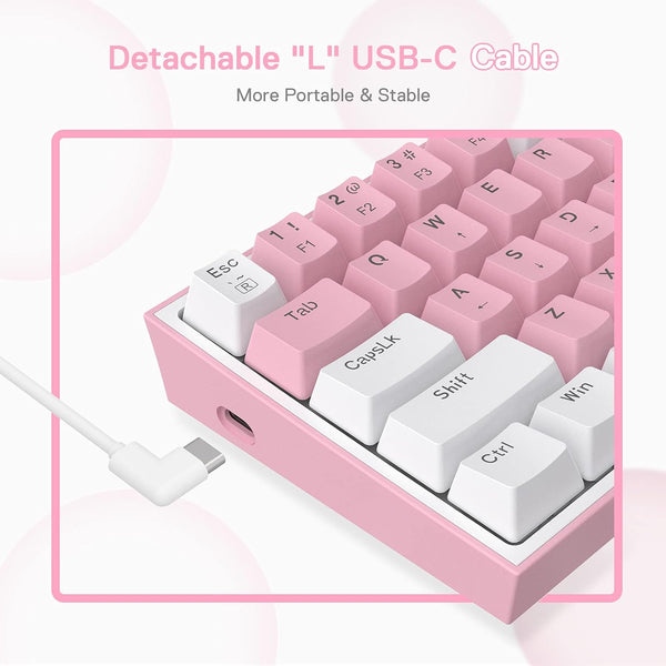 K617 RGB Light Dual Keycap Pink - White Wired Mechanical Keyboard
