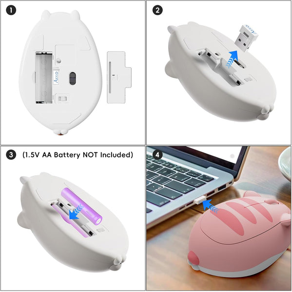 Pink Angie Cat – Kawaii Ergonomic Design Wireless Mouse