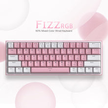 Cargar imagen en el visor de la galería, K617 60 Teclado Mecánico Con Cable Rosa y Blanco
