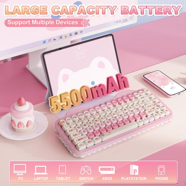 Pink & White 75% Hot Swap - RGB Wireless Mechanical Gaming Keyboard