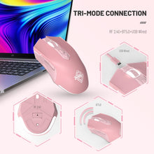 Cargar imagen en el visor de la galería, Pink Ray AJ52 PRO - Ratón para juegos RGB con tres modos Bluetooth/inalámbrico/cable de 8 teclas
