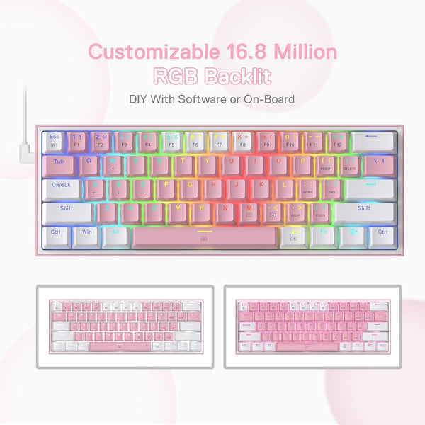 K617 RGB Light Dual Keycap Pink - White Wired Mechanical Keyboard