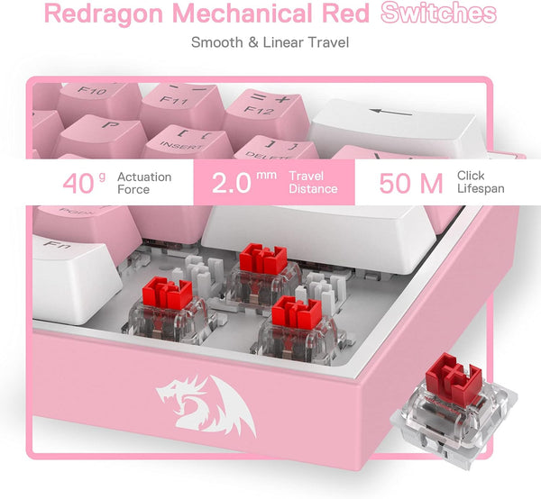 K617 RGB Light Dual Keycap Pink - White Wired Mechanical Keyboard
