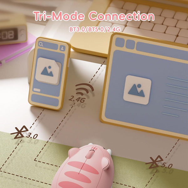 Pink Angie Cat – Kawaii Ergonomic Design Wireless Mouse