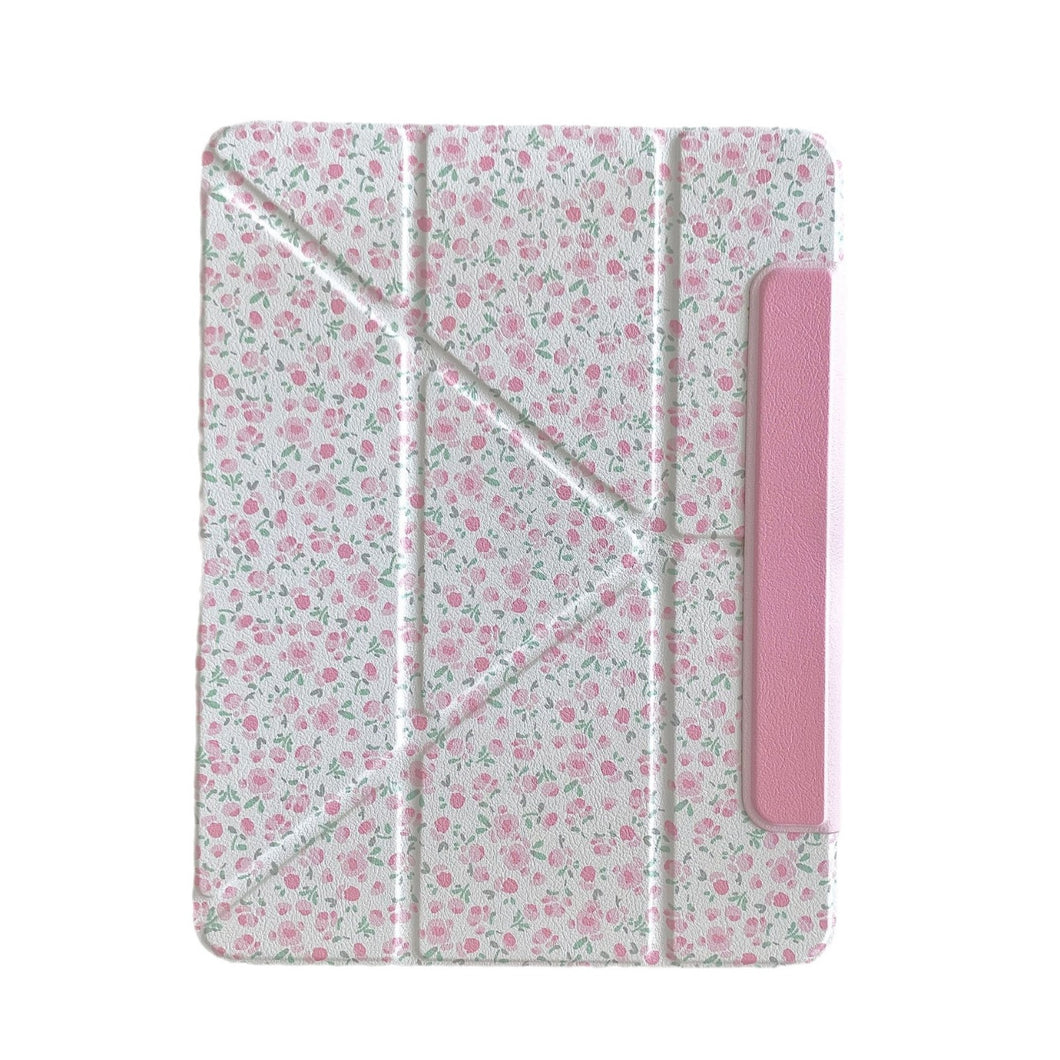 Funda Protectora Floral Rosa para iPad y Ranura para Apple Pen