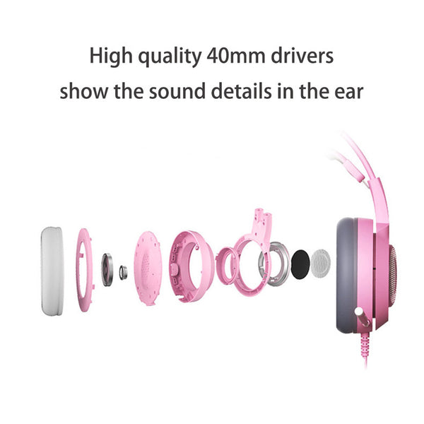 SOMIC G951S - 3.5mm Wired Over-Ear Pink Gaming Headset