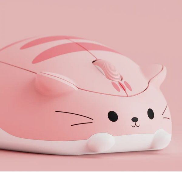 Pink Angie Cat – Kawaii Ergonomic Design Wireless Mouse