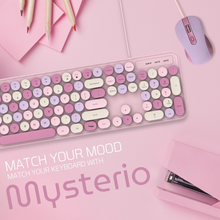 Cargar imagen en el visor de la galería, Mysterio CK280 💘 Rosa/ Violeta Teclado Inalámbrico y Ratón Set 2.4G | Pink Gaming
