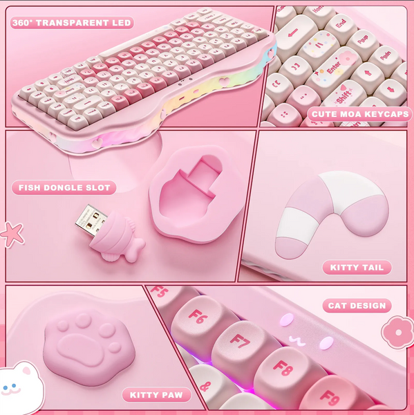 Pink & White 75% Hot Swap - RGB Wireless Mechanical Gaming Keyboard