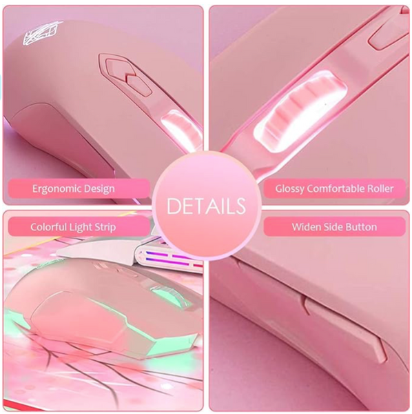 Pink Ray AJ52 - USB RGB Wired Gaming Mouse