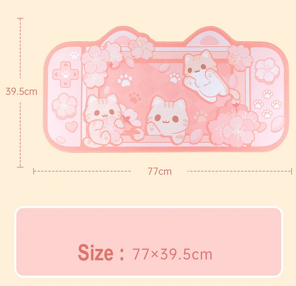Cherry Blossom Cats - Large and Small Mouse Pads