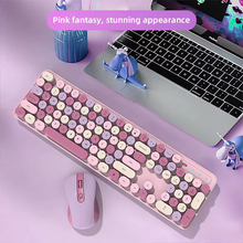 Cargar imagen en el visor de la galería, Mysterio CK280 💘 Rosa/ Violeta Teclado Inalámbrico y Ratón Set 2.4G | Pink Gaming
