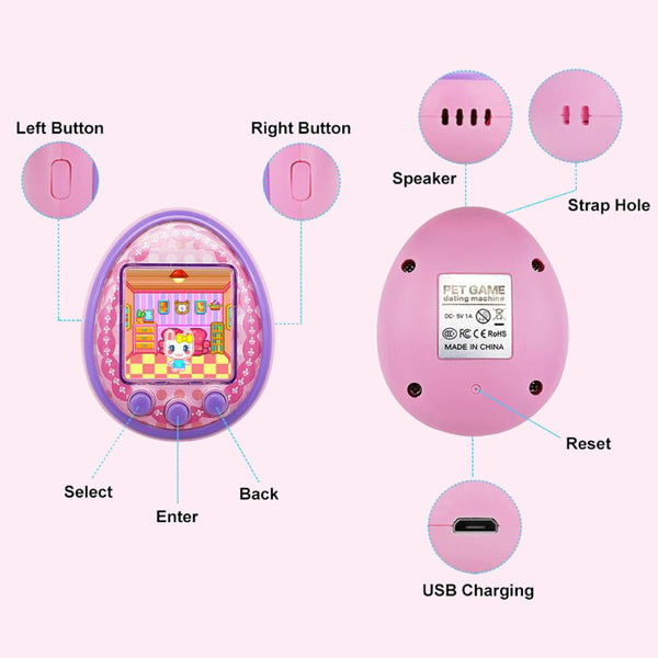 Tuoma Color Screen Virtual Pet Game Console