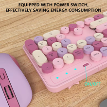 Cargar imagen en el visor de la galería, Mysterio CK280 💘 Rosa/ Violeta Teclado Inalámbrico y Ratón Set 2.4G | Pink Gaming
