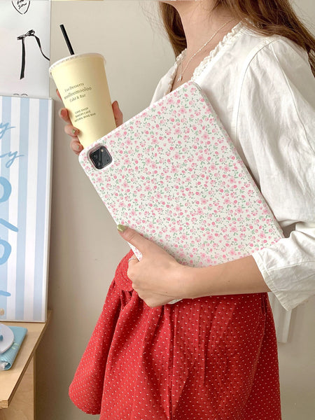 Pink Floral Protective iPad Case and Pen Slot