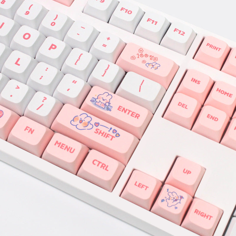 Pink Keycaps - Cute Rabbits