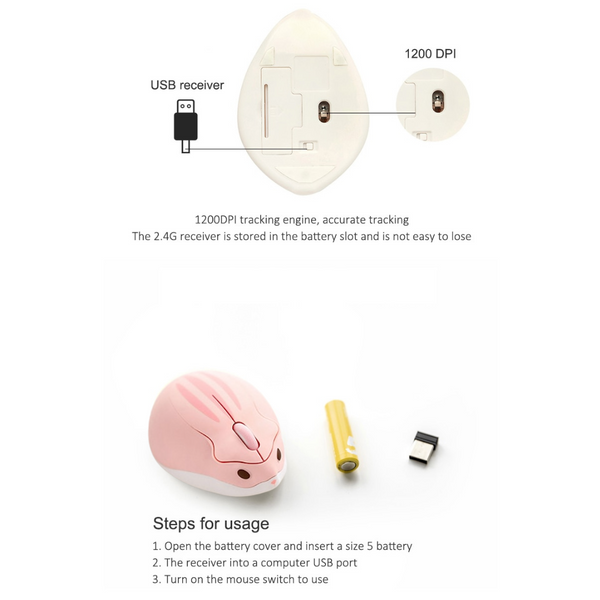 Pink Wireless Hamster Mouse