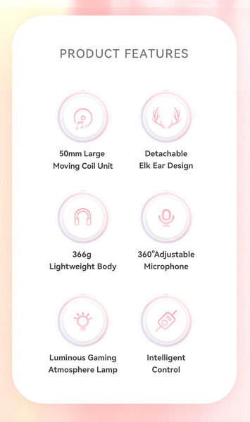 SYTO-SY - G25 - Pink Elk Ear Gaming Headphones