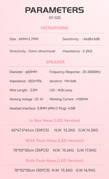 SYTO-SY - G25 - Pink Elk Ear Gaming Headphones
