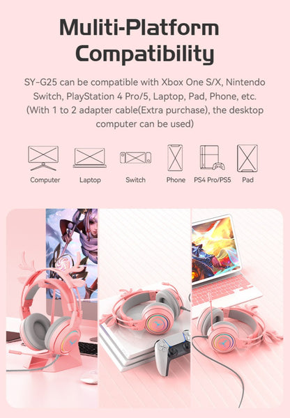 SYTO-SY - G25 - Pink Elk Ear Gaming Headphones